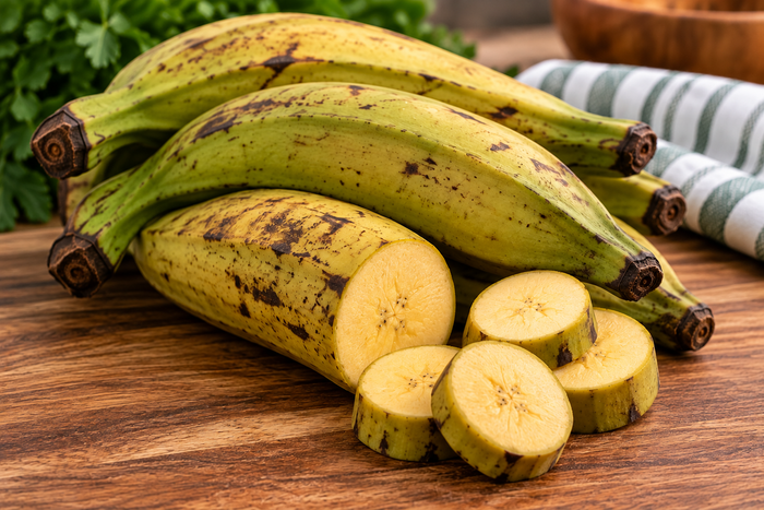 Fresh plantains prepared for grating